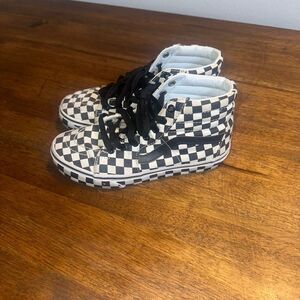 VANS SK8-HI Black and White Checkerboard Skate Sneakers